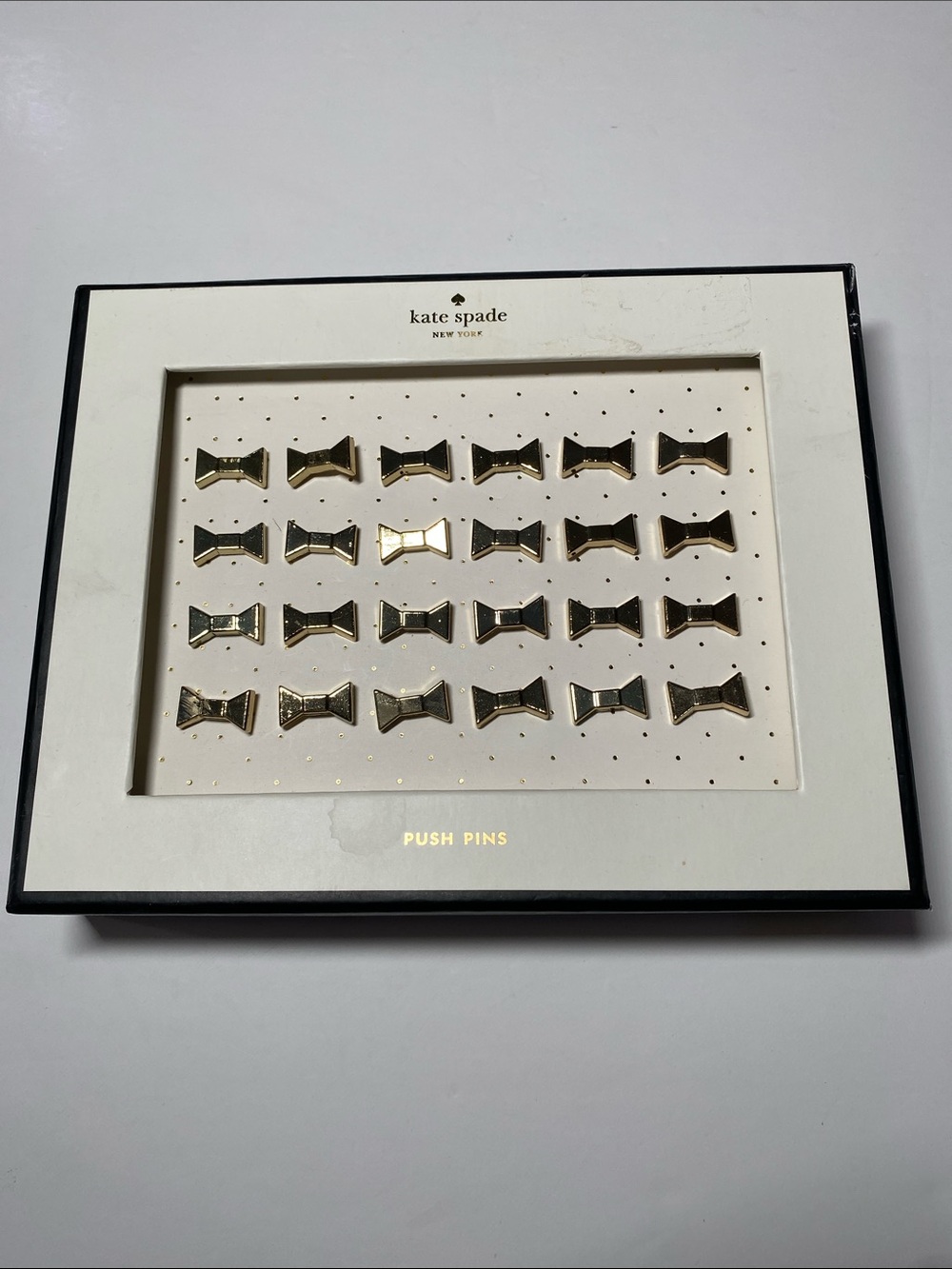 Kate Spade New York Push Pins Gold Bows Metal.5” Office Work Glam